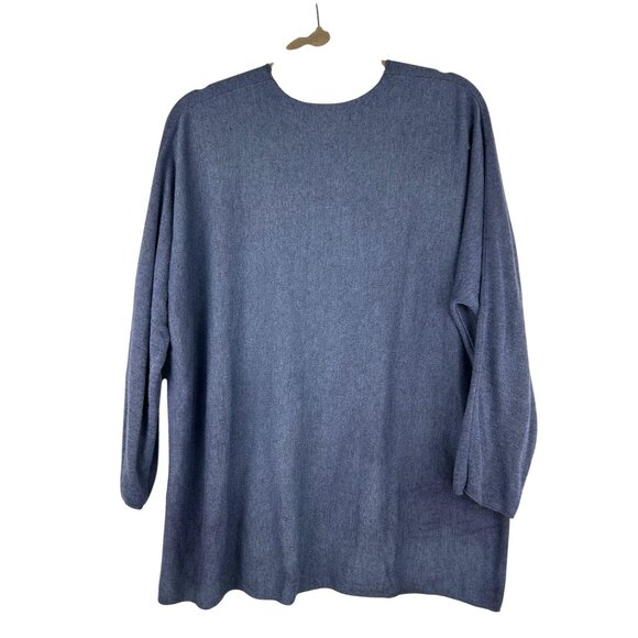 The Porter Collective Womens  Blue V-Neck Sweater Size  S/M Long Sleeve - Picture 2 of 8